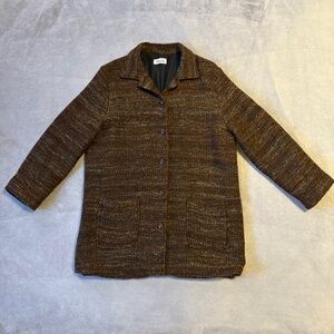 Vintage Brown Wool-Blend Jacket Women's Large SNAZZIE Textured Rustic Twee Cabin